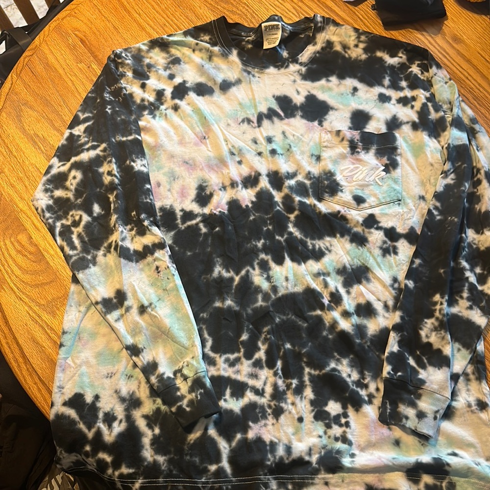 Pink long sleeve tie die shirt